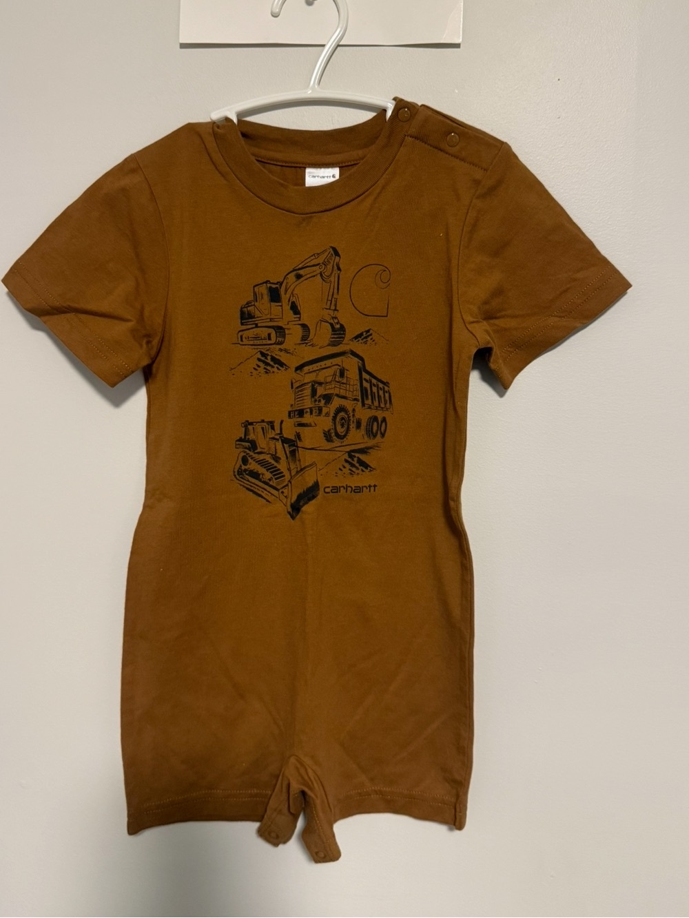 Carhartt Boys' Brown Short-Sleeve Construction Graphic Romper